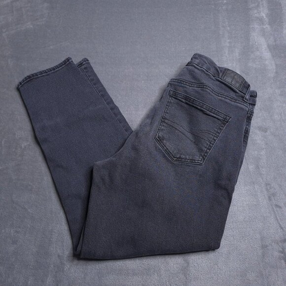 American Eagle Curvy Mom Jeans 6 Short High Rise Faded Black Stretch - Picture 1 of 9